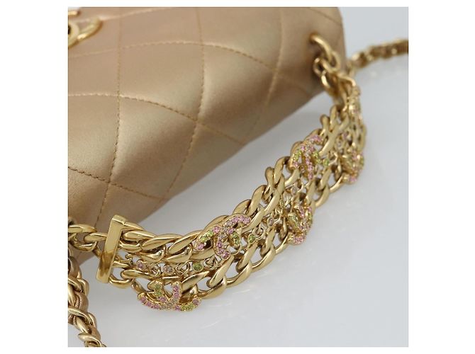 CHANEL Matelasse Chain Shoulder Bag Leather 2way Gold CC Auth 188813SM D'oro - vista 7