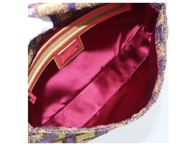 FENDI Zucca Canvas Mamma Baguette Borsa a Spalla Viola Oro Auth 189005SAM D'oro Porpora - vista 10
