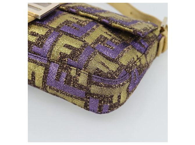 FENDI Zucca Canvas Mamma Baguette Borsa a Spalla Viola Oro Auth 189005SAM D'oro Porpora - vista 14