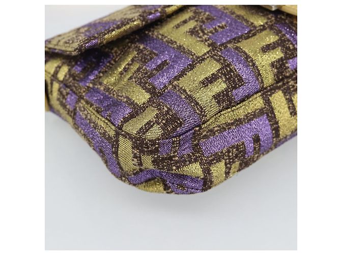 FENDI Zucca Canvas Mamma Baguette Borsa a Spalla Viola Oro Auth 189005SAM D'oro Porpora - vista 15