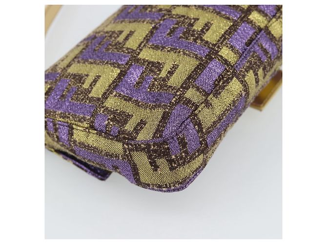 FENDI Zucca Canvas Mamma Baguette Borsa a Spalla Viola Oro Auth 189005SAM D'oro Porpora - vista 17