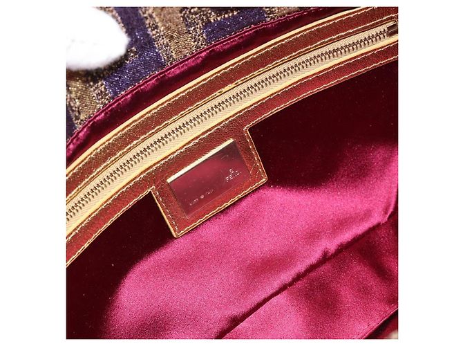 FENDI Zucca Canvas Mamma Baguette Borsa a Spalla Viola Oro Auth 189005SAM D'oro Porpora - vista 18