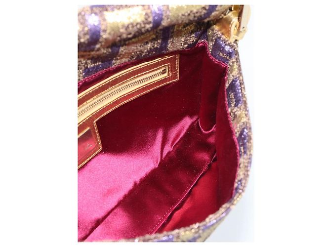 FENDI Zucca Canvas Mamma Baguette Borsa a Spalla Viola Oro Auth 189005SAM D'oro Porpora - vista 19