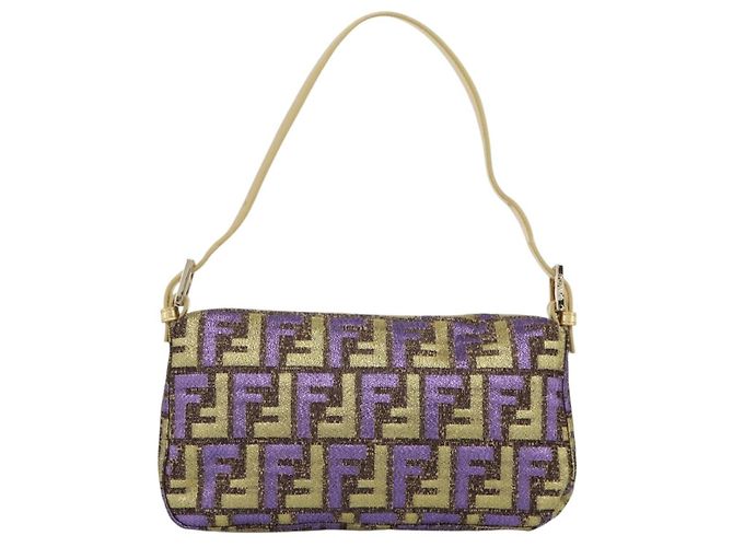 FENDI Zucca Canvas Mamma Baguette Borsa a Spalla Viola Oro Auth 189005SAM D'oro Porpora - vista 2