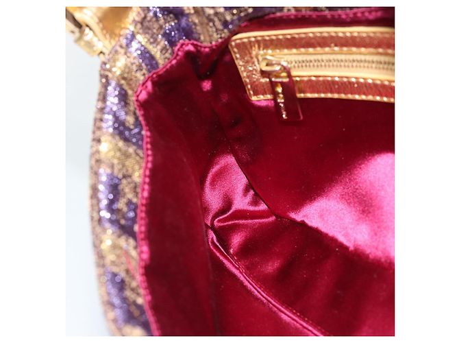 FENDI Zucca Canvas Mamma Baguette Borsa a Spalla Viola Oro Auth 189005SAM D'oro Porpora - vista 20