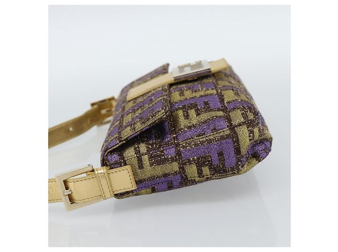 FENDI Zucca Canvas Mamma Baguette Borsa a Spalla Viola Oro Auth 189005SAM D'oro Porpora - vista 3