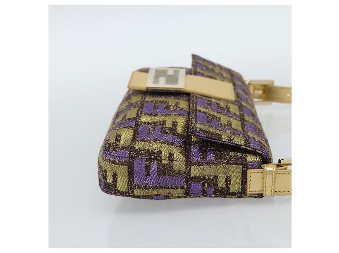 FENDI Zucca Canvas Mamma Baguette Borsa a Spalla Viola Oro Auth 189005SAM D'oro Porpora - vista 4