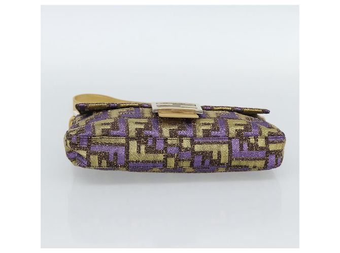 FENDI Zucca Canvas Mamma Baguette Borsa a Spalla Viola Oro Auth 189005SAM D'oro Porpora - vista 5