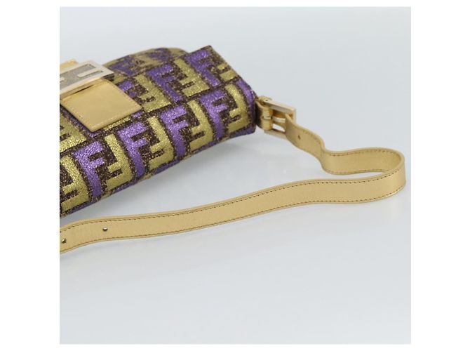 FENDI Zucca Canvas Mamma Baguette Borsa a Spalla Viola Oro Auth 189005SAM D'oro Porpora - vista 7