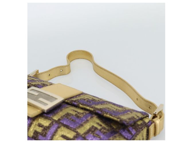 FENDI Zucca Canvas Mamma Baguette Borsa a Spalla Viola Oro Auth 189005SAM D'oro Porpora - vista 8