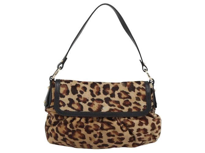 Borsa a tracolla FENDI in pelle Harako Beige Oro Auth 189242 D'oro - vista 13