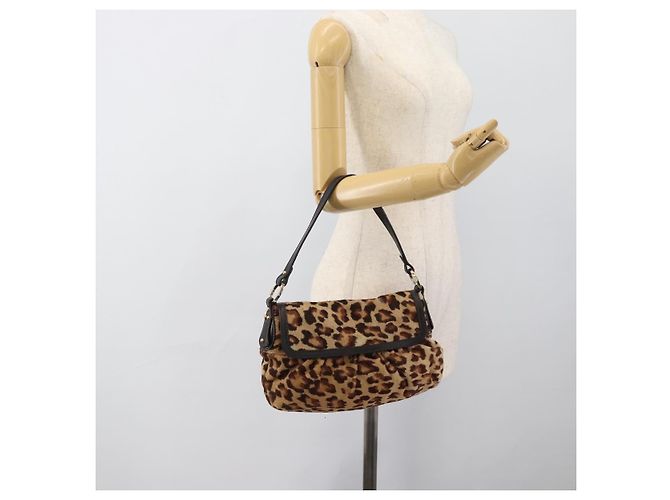 Borsa a tracolla FENDI in pelle Harako Beige Oro Auth 189242 D'oro - vista 20