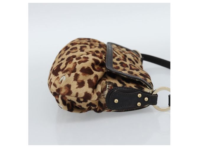 Borsa a tracolla FENDI in pelle Harako Beige Oro Auth 189242 D'oro - vista 4