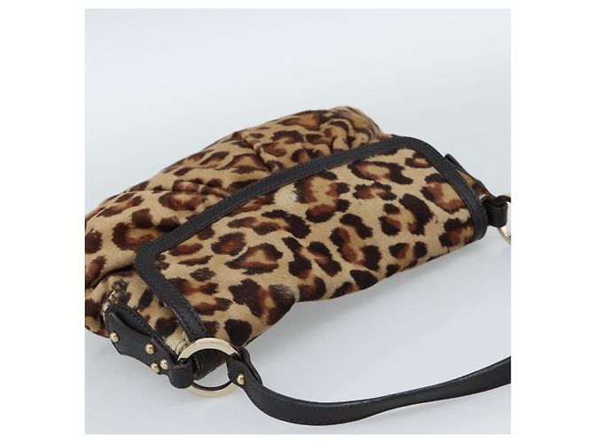 Borsa a tracolla FENDI in pelle Harako Beige Oro Auth 189242 D'oro - vista 6
