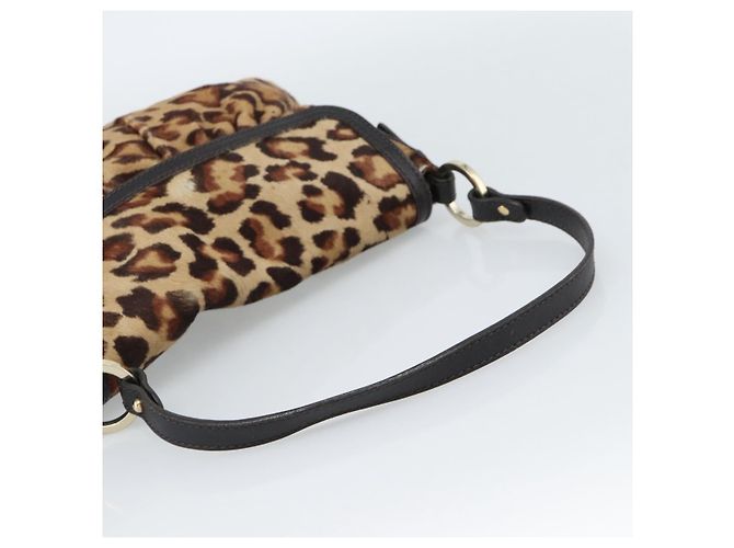 Borsa a tracolla FENDI in pelle Harako Beige Oro Auth 189242 D'oro - vista 7