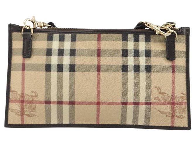 Borsa a Spalla BURBERRY Nova Check PVC Beige Oro Auth 188891A D'oro - vista 2