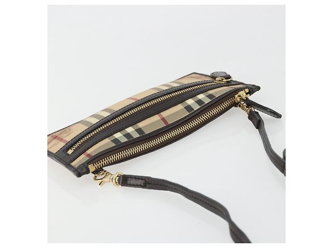 Borsa a Spalla BURBERRY Nova Check PVC Beige Oro Auth 188891A D'oro - vista 6