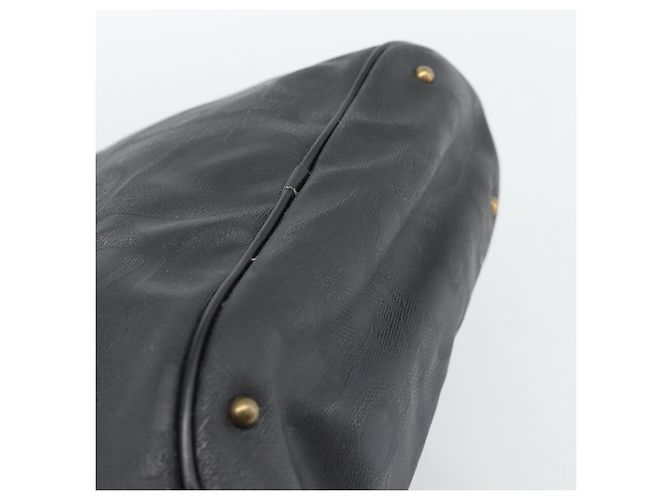 Borsa Christian Dior Trotter in tela PVC Nero Oro Auth 188382 - vista 10
