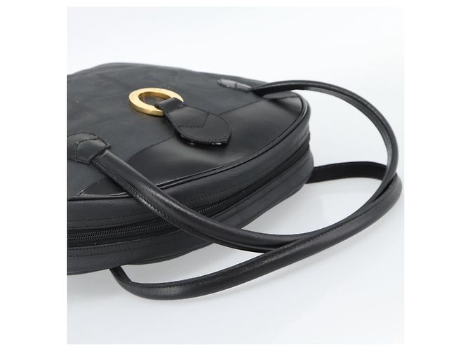 Borsa Christian Dior Trotter in tela PVC Nero Oro Auth 188382 - vista 7