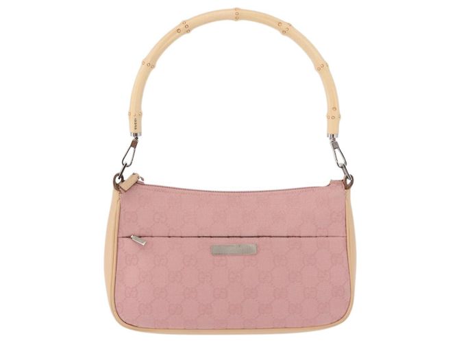 Borsa a Spalla GUCCI Bamboo GG Canvas Rosa Oro 001 3870 Auth 189093V D'oro - vista 13