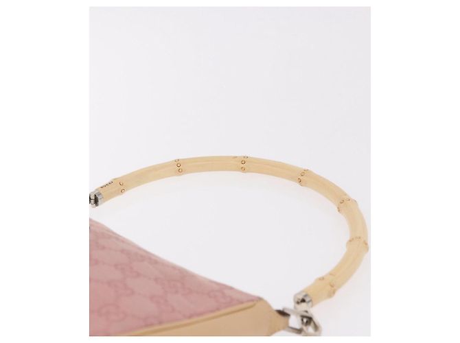 Borsa a Spalla GUCCI Bamboo GG Canvas Rosa Oro 001 3870 Auth 189093V D'oro - vista 14
