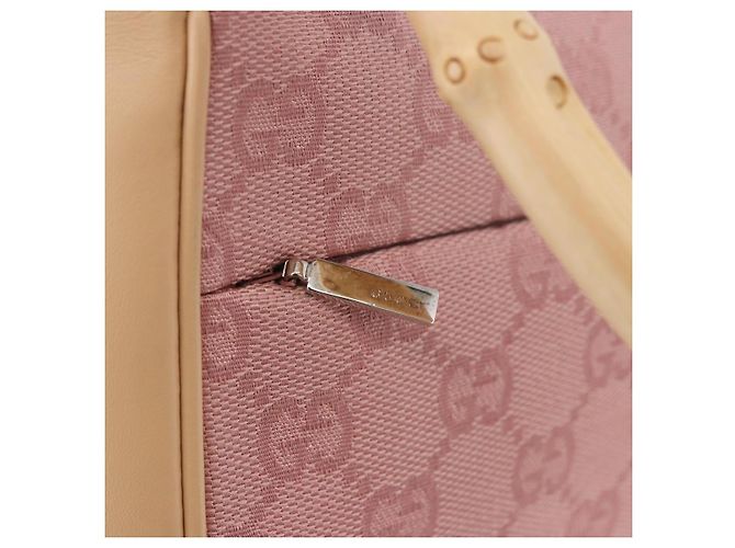 Borsa a Spalla GUCCI Bamboo GG Canvas Rosa Oro 001 3870 Auth 189093V D'oro - vista 19
