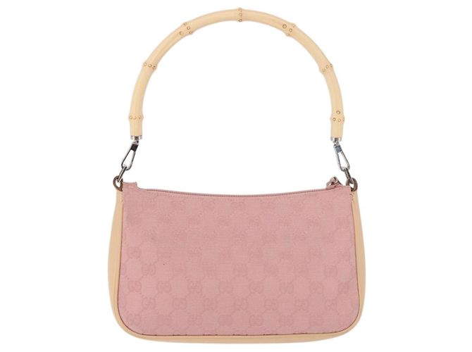 Borsa a Spalla GUCCI Bamboo GG Canvas Rosa Oro 001 3870 Auth 189093V D'oro - vista 2