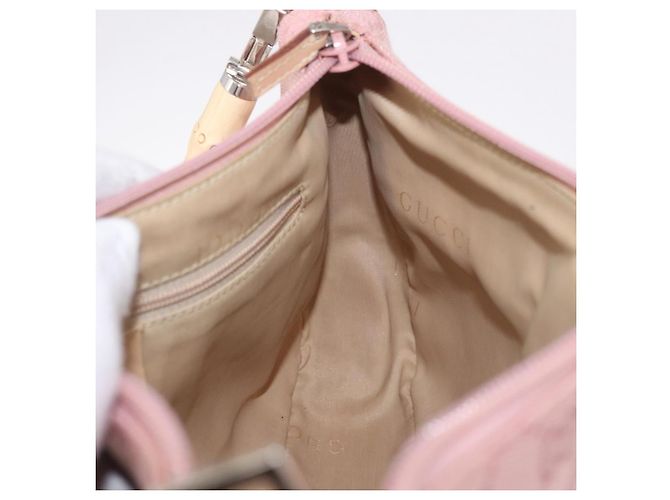Borsa a Spalla GUCCI Bamboo GG Canvas Rosa Oro 001 3870 Auth 189093V D'oro - vista 22