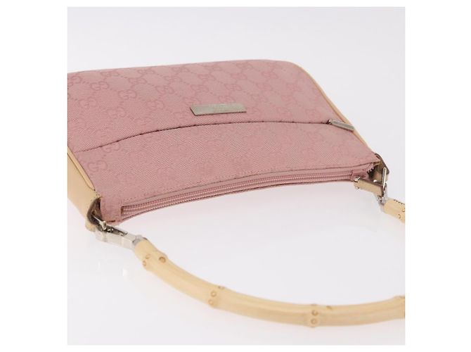 Borsa a Spalla GUCCI Bamboo GG Canvas Rosa Oro 001 3870 Auth 189093V D'oro - vista 6