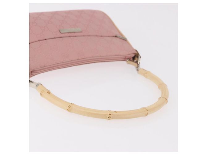 Borsa a Spalla GUCCI Bamboo GG Canvas Rosa Oro 001 3870 Auth 189093V D'oro - vista 7