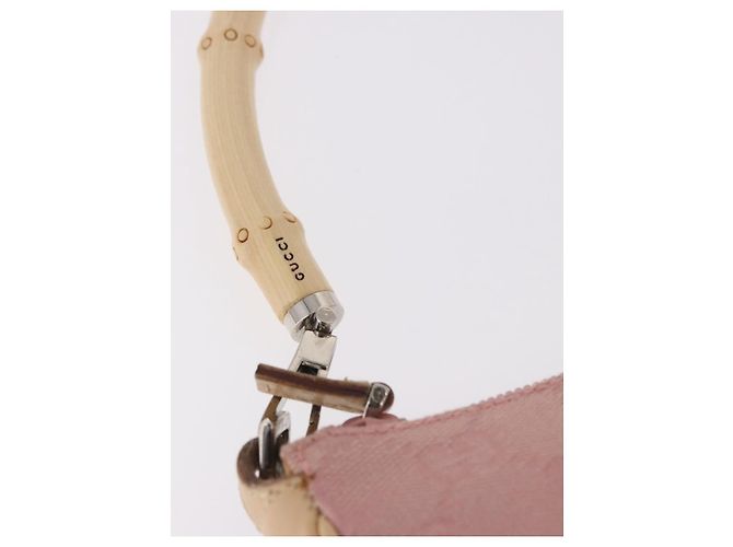 Borsa a Spalla GUCCI Bamboo GG Canvas Rosa Oro 001 3870 Auth 189093V D'oro - vista 8