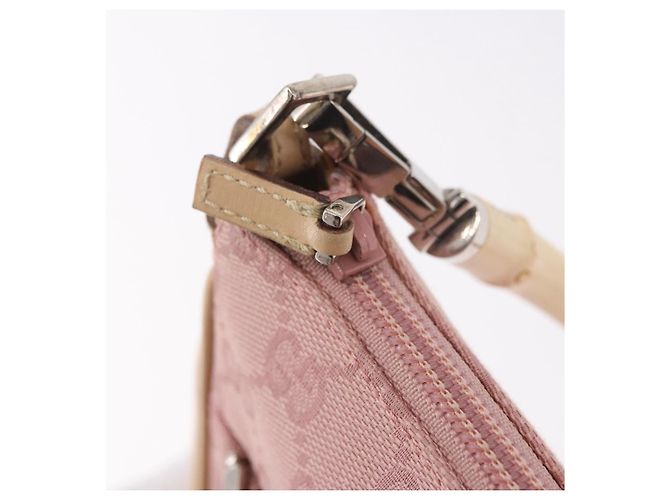 Borsa a Spalla GUCCI Bamboo GG Canvas Rosa Oro 001 3870 Auth 189093V D'oro - vista 9