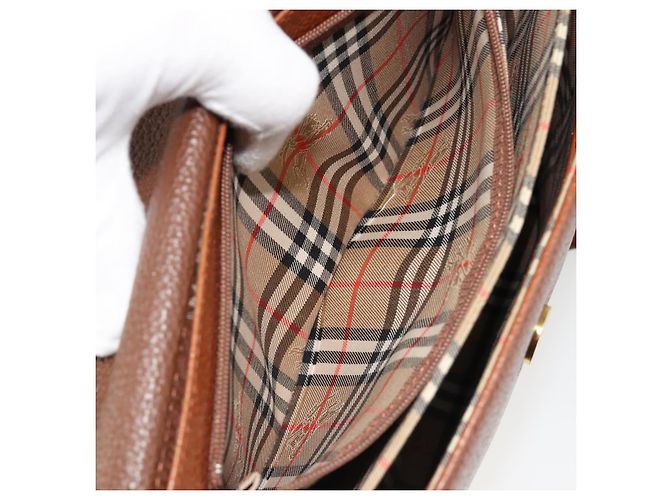 Borsa a tracolla Burberry in pelle marrone oro Auth hk3810 D'oro - vista 21