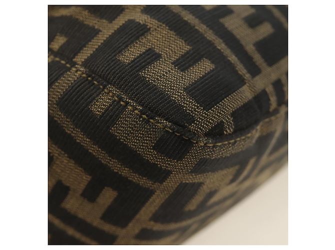 FENDI Zucca Canvas Mamma Baguette Shoulder Bag Black Brown Auth 186461V Marrone Nero - vista 15