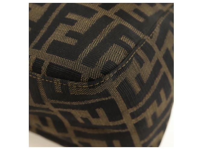 FENDI Zucca Canvas Mamma Baguette Shoulder Bag Black Brown Auth 186461V Marrone Nero - vista 16