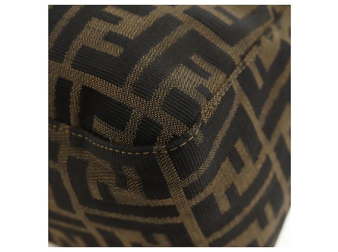 FENDI Zucca Canvas Mamma Baguette Shoulder Bag Black Brown Auth 186461V Marrone Nero - vista 18