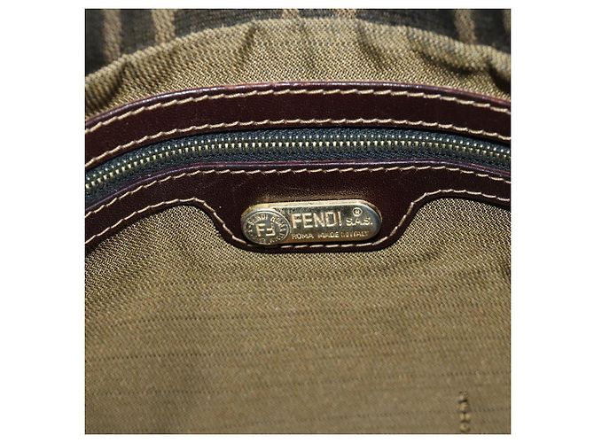 FENDI Zucca Canvas Mamma Baguette Shoulder Bag Black Brown Auth 186461V Marrone Nero - vista 21