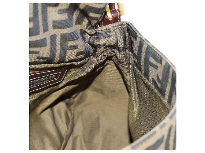 FENDI Zucca Canvas Mamma Baguette Shoulder Bag Black Brown Auth 186461V Marrone Nero - vista 22
