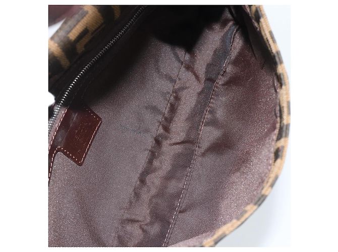 FENDI Zucca Canvas Mamma Baguette Shoulder Bag Black Brown Auth 189109V Marrone Nero - vista 10
