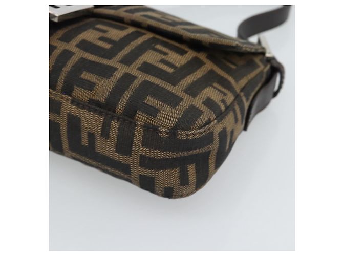 FENDI Zucca Canvas Mamma Baguette Shoulder Bag Black Brown Auth 189109V Marrone Nero - vista 14
