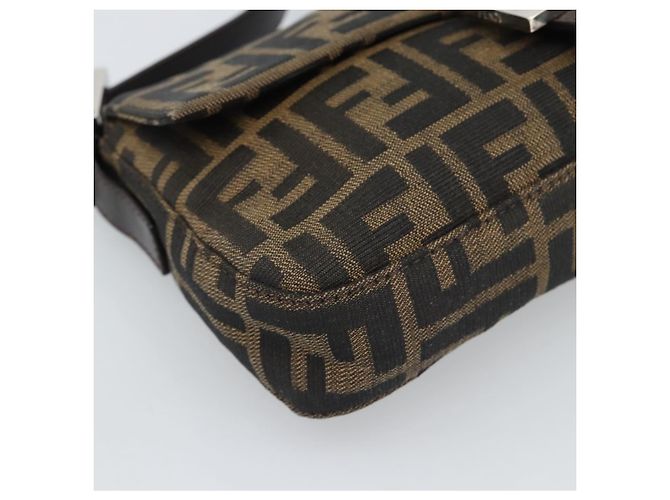 FENDI Zucca Canvas Mamma Baguette Shoulder Bag Black Brown Auth 189109V Marrone Nero - vista 15