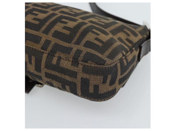 FENDI Zucca Canvas Mamma Baguette Shoulder Bag Black Brown Auth 189109V Marrone Nero - vista 16