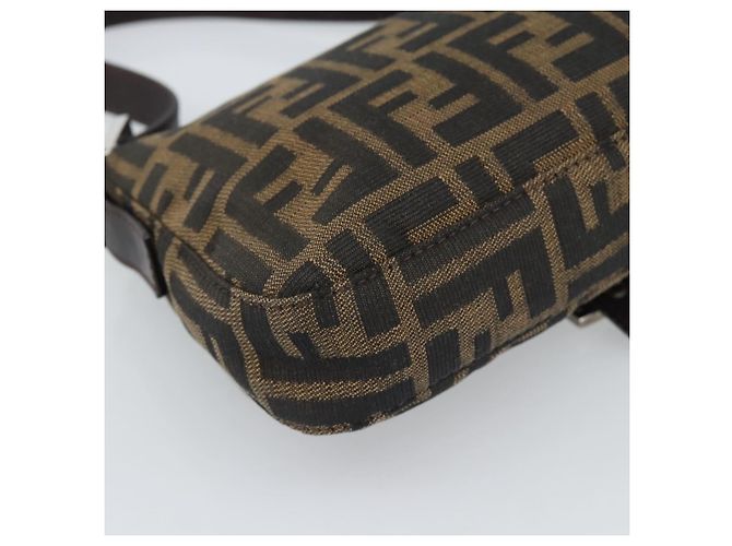 FENDI Zucca Canvas Mamma Baguette Shoulder Bag Black Brown Auth 189109V Marrone Nero - vista 17