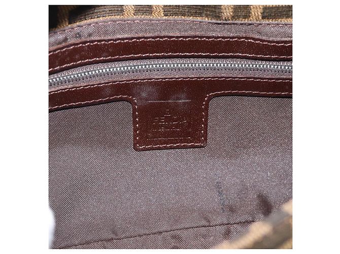 FENDI Zucca Canvas Mamma Baguette Shoulder Bag Black Brown Auth 189109V Marrone Nero - vista 18