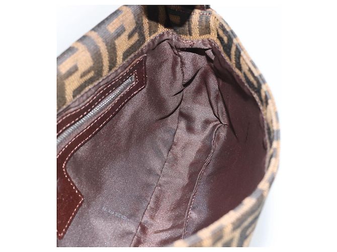 FENDI Zucca Canvas Mamma Baguette Shoulder Bag Black Brown Auth 189109V Marrone Nero - vista 19
