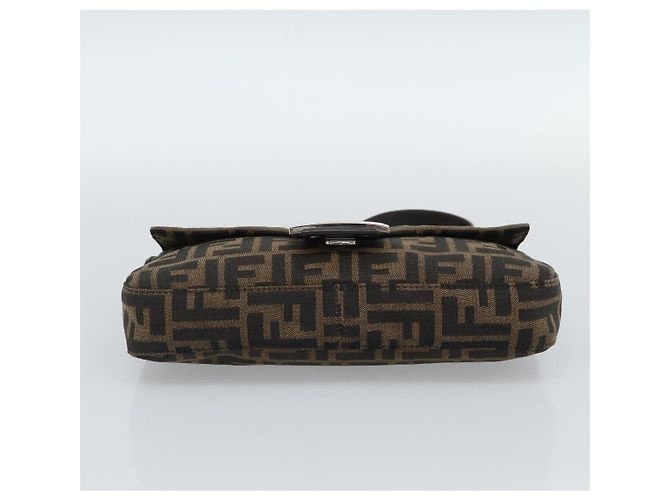 FENDI Zucca Canvas Mamma Baguette Shoulder Bag Black Brown Auth 189109V Marrone Nero - vista 5