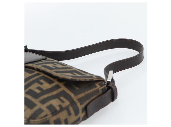 FENDI Zucca Canvas Mamma Baguette Shoulder Bag Black Brown Auth 189109V Marrone Nero - vista 8