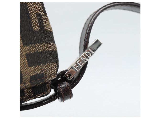 FENDI Zucca Canvas Mamma Baguette Shoulder Bag Black Brown Auth 189109V Marrone Nero - vista 9