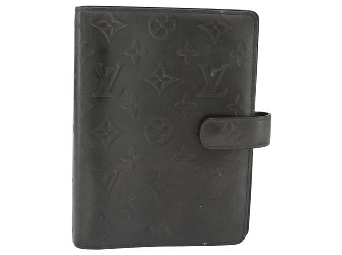 LOUIS VUITTON Monogram mat Agenda MM Day Planner Cover Black R20925 Auth BA13618 Negro - vista 13