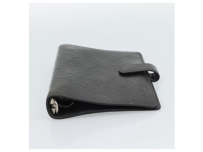 LOUIS VUITTON Monogram mat Agenda MM Day Planner Cover Black R20925 Auth BA13618 Negro - vista 6